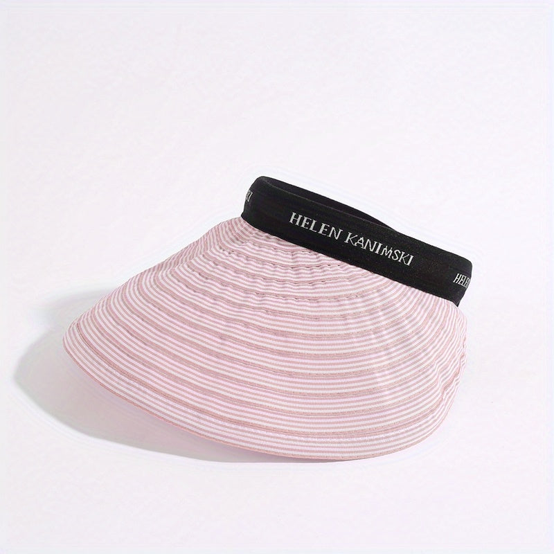 Striped Ponytail Visor Hat Foldable Headband Casual Sun Hats