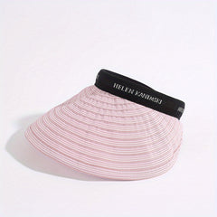 Striped Ponytail Visor Hat Foldable Headband Casual Sun Hats