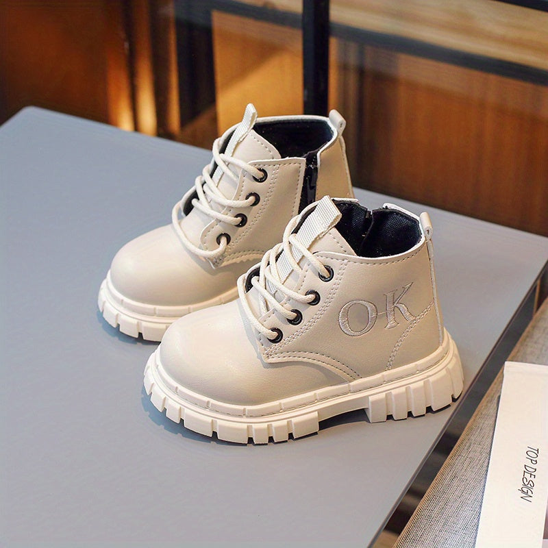 Girls Vintage Lace-Up Ankle Boots Non-Slip Comfortable Shoes