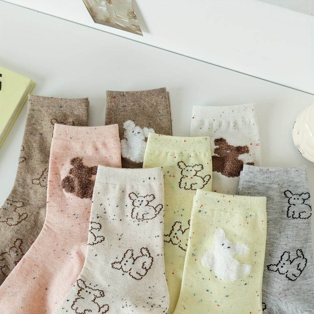 Dog Pattern Socks Soft Mid Tube Stockings Women's Hosiery