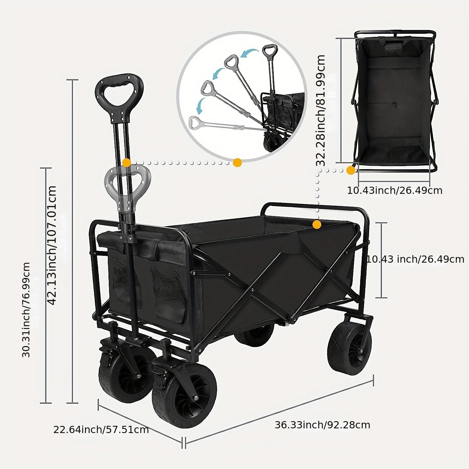 Heavy Duty Collapsible Folding Wagon With Wheels 149 69KG Outdoor Wagon
