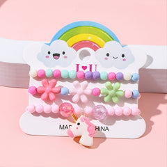 3pcs Unicorn Pendant Beaded Bracelet Set For Kids