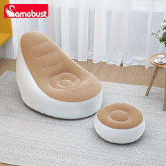 Inflatable Deck Chair With Ottoman Foldable Lounger Sofa
