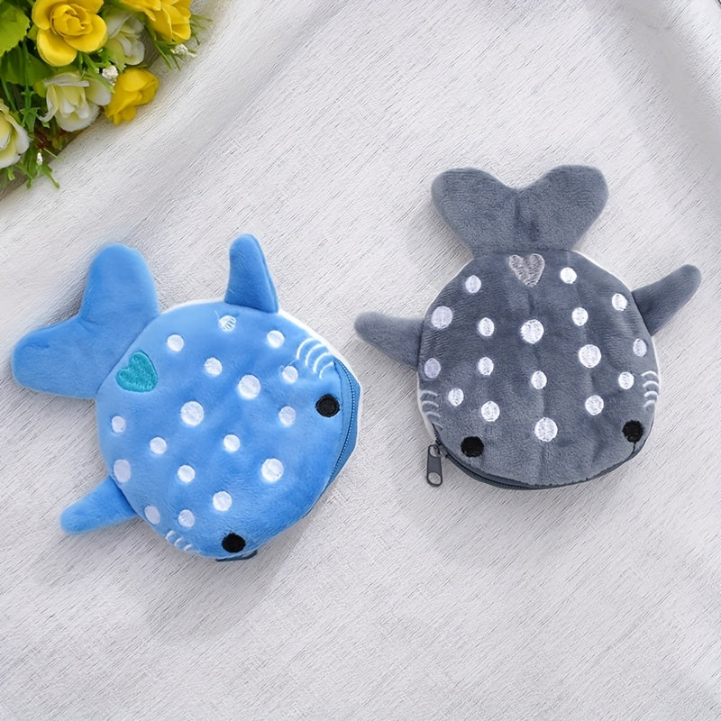 Cartoon Whale Shark Coin Purse Plush Zipper Key Bag For Girls