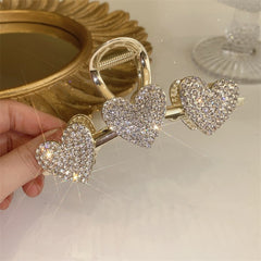 Gold Heart Rhinestone Hair Clips Strong Hold Great For Thick Thin Curly Hair