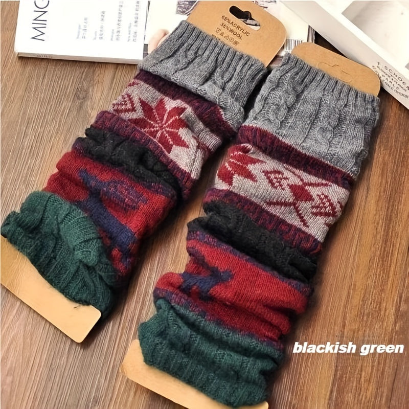 Winter Twist Snowflake Fawn Knee Socks Warm Leg Foot Covers