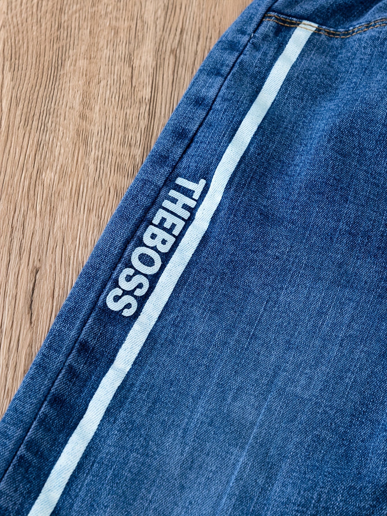Boys Striped Lined Denim Trousers