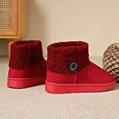 Women's Winter Snow Boots Button Knitting Band Ankle Boots