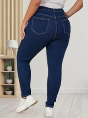 Washed Ripped Button Fly High Skinny Jeans