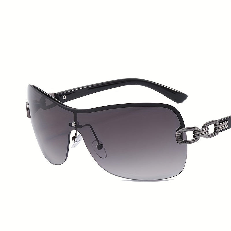 Y2K Semi Rimless Sunglasses Gradient Lens UV400