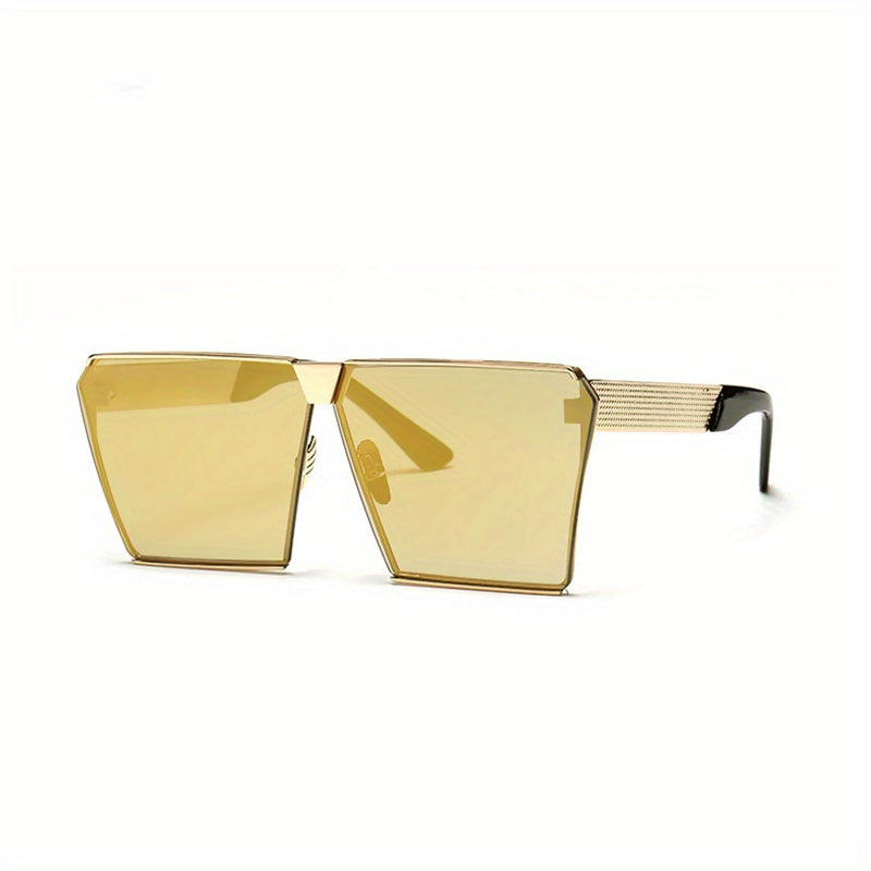 Oversized Mirror Lens Sunglasses Metal Frame UV400