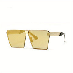 Oversized Mirror Lens Sunglasses Metal Frame UV400