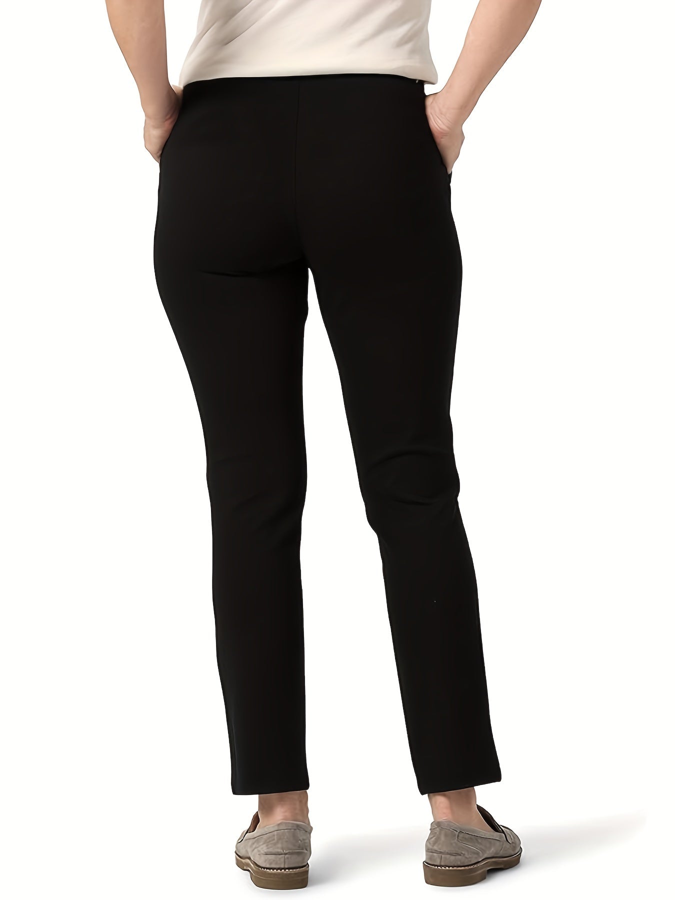  Women's Straight Leg Stretch Trousers With Pockets