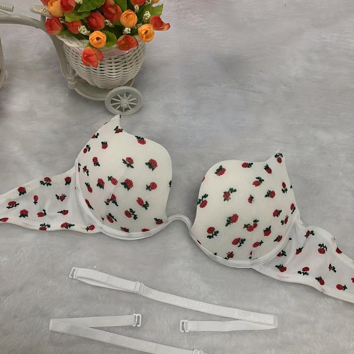 Floral Pattern Scoop Bras Comfortable Intimates Women's Lingerie