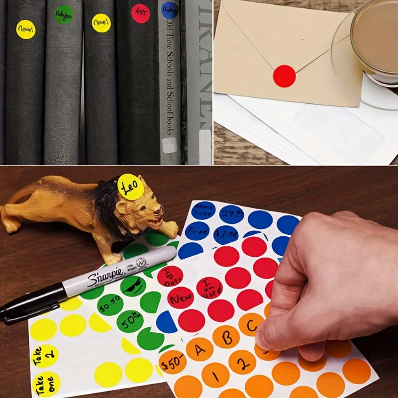 1320 PCS Coding Stickers Round Sticky Dots Labels 10 Style Colored Dot Stickers