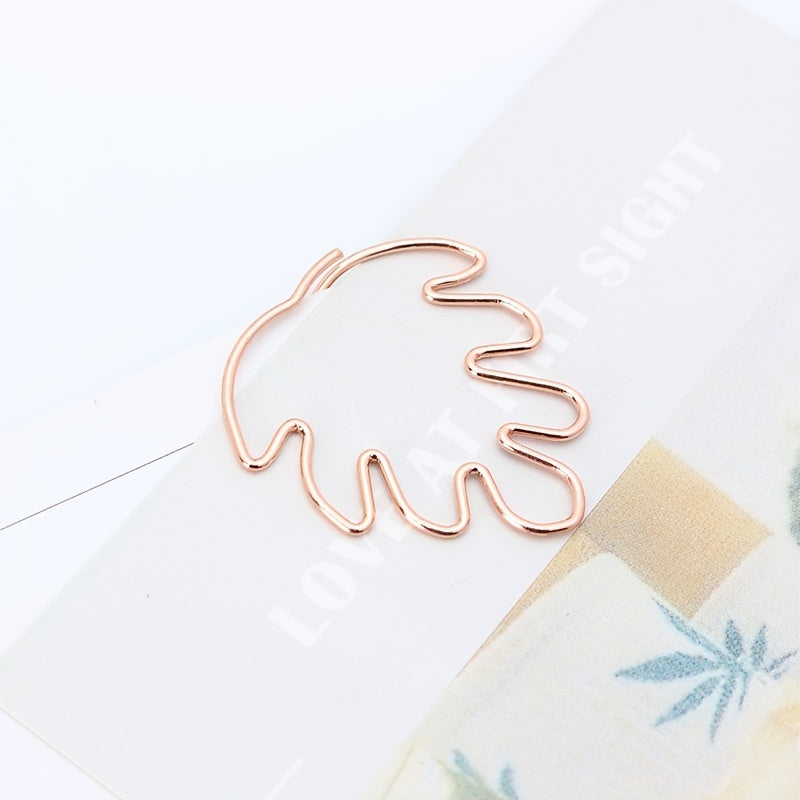30 Monstera Shape Paper Clips Rose Tropical Leaf Bookmark Clips