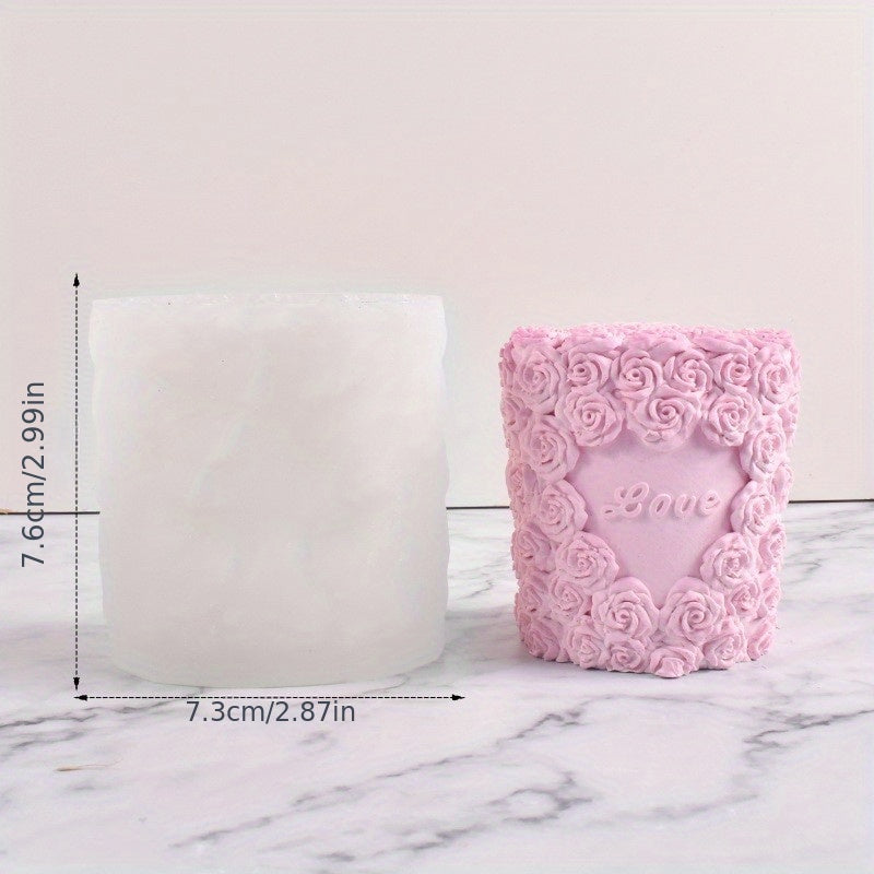 DIY Cylindrical Rose Flower Aromatherapy Candle Mold