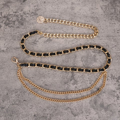 Vintage Leather Chain Belt Women Layered Waist Chain