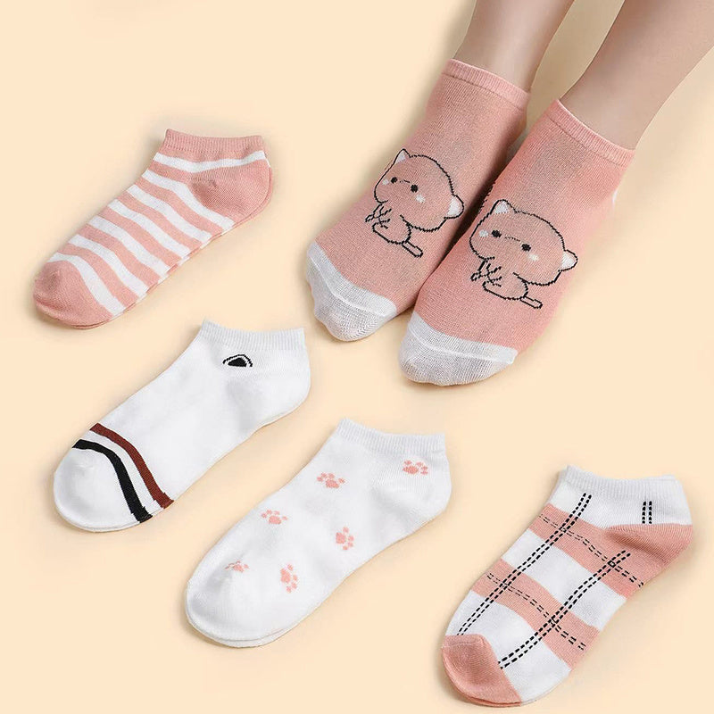 5 Pairs Striped Boat Socks for Men & Women