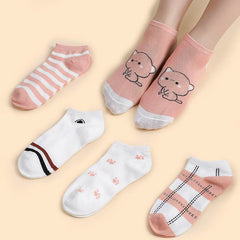 5 Pairs Striped Boat Socks for Men & Women