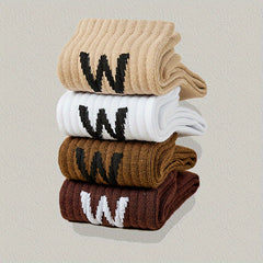 5 Pairs Letter Print Socks Breathable Women's Mid Tube Stockings