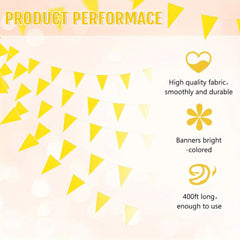 10m Yellow Triangular Bunting Garland Grand Opening Carnival Decoration