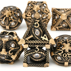 7pcs Hollow Metal Magic Eye Dice Set for Table Games