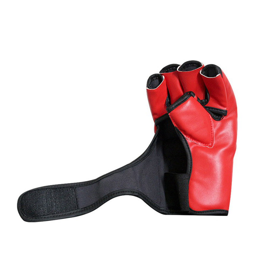 Red Faux Leather Half Finger Boxing Gloves for Comfort and Durability