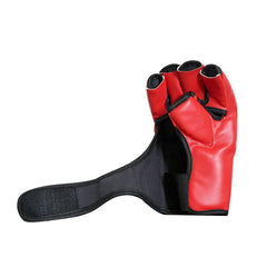 Red Faux Leather Half Finger Boxing Gloves for Comfort and Durability