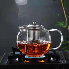 Heat Resistant Glass Teapot with Stainless Steel Filter for Kung Fu Tea