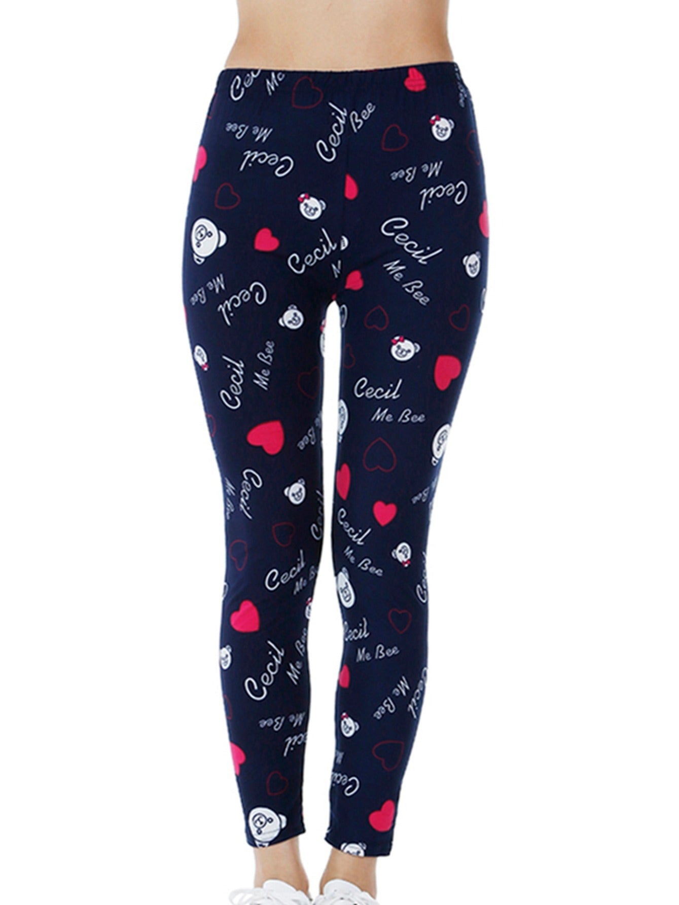 Women's Heart Bear Print Casual Pants