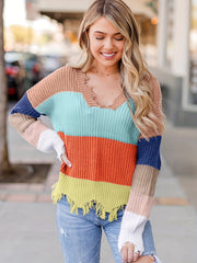  Punk Sweater V Neck Fringe Jumper