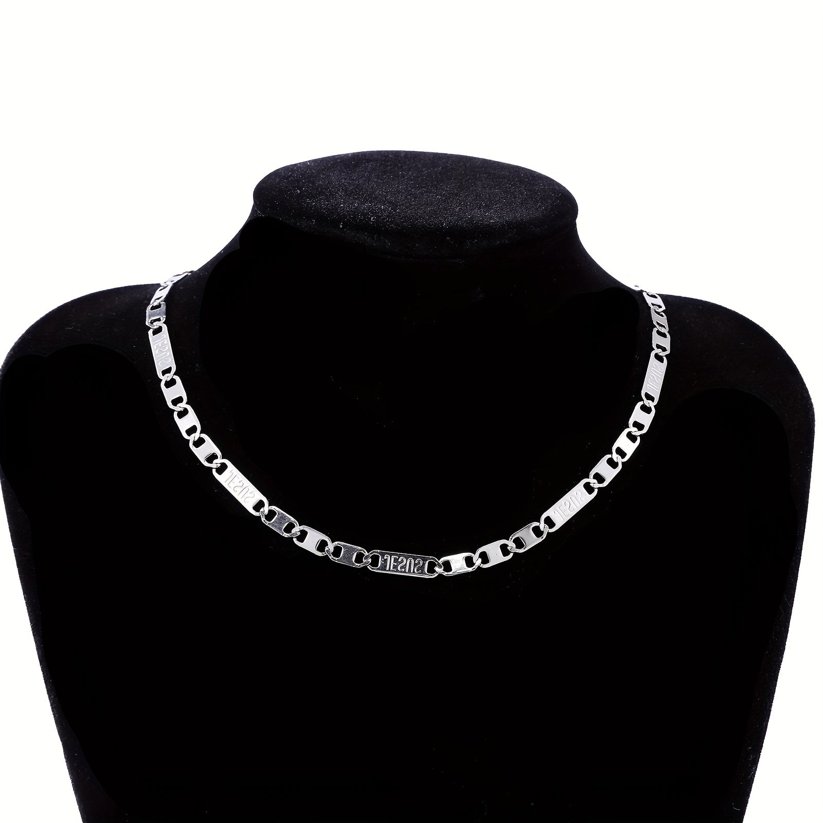 Men's Oval Shield Necklace Boys Hip Hop Chain