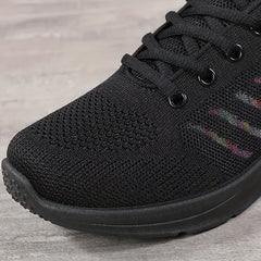 Women's Casual Knit Sneakers Low Top Lace Up Shoes