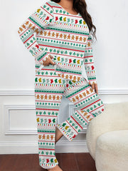  Christmas Casual Pajamas Set Women's Plus Print Tee & Pant