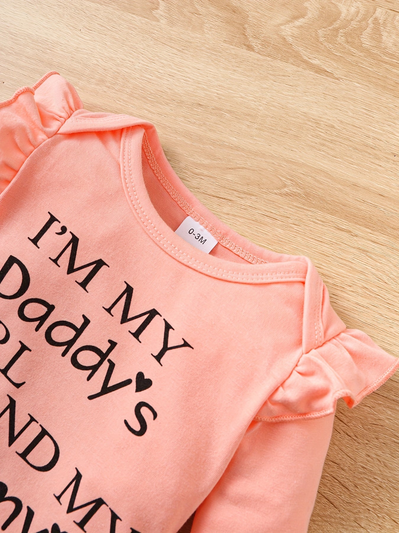 3pcs Baby Girls Letter And Floral Onesie Set