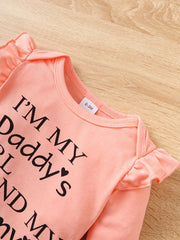 3pcs Baby Girls Letter And Floral Onesie Set