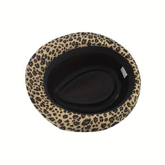 Leopard Pattern Wide Brim Fedora Hat for Parties