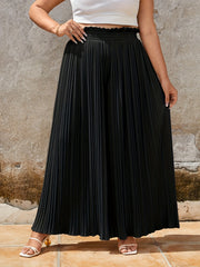  Solid High Rise Wide Leg Trousers