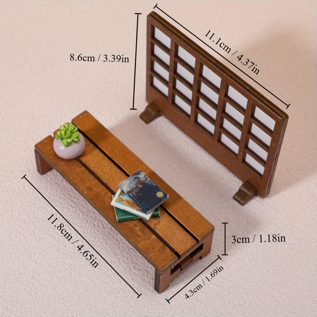 Dollhouse Retro Wooden Furniture Table Screen Ornaments