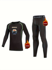 2pcs Kids Compression Fleece Sets Cowboy Pattern