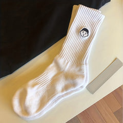 Cute Cartoon Embroidery & Comfy College Style Women's Socks