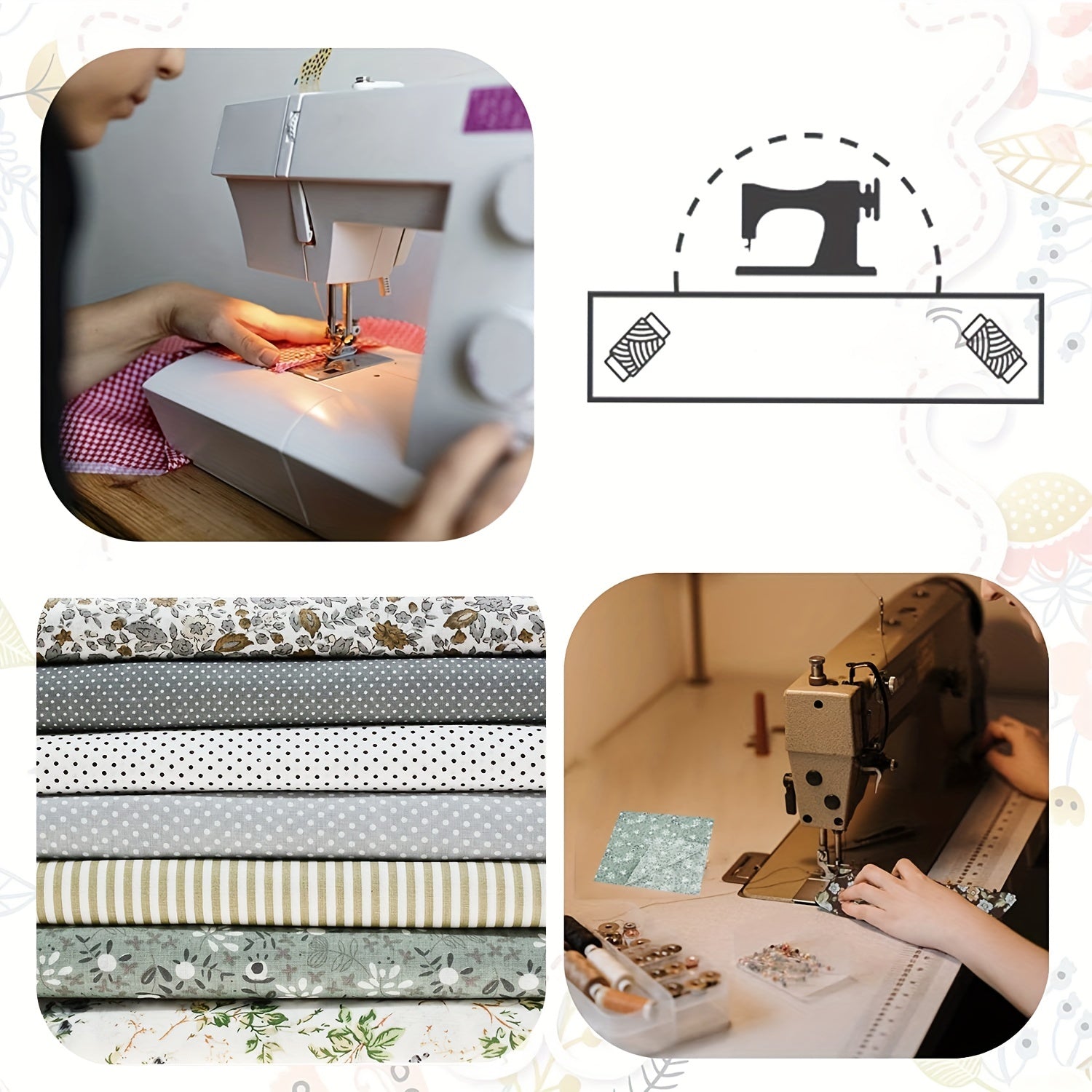 7pcs Cotton Fabric DIY Patchwork Bundle Fat Quarter Quilt Squares