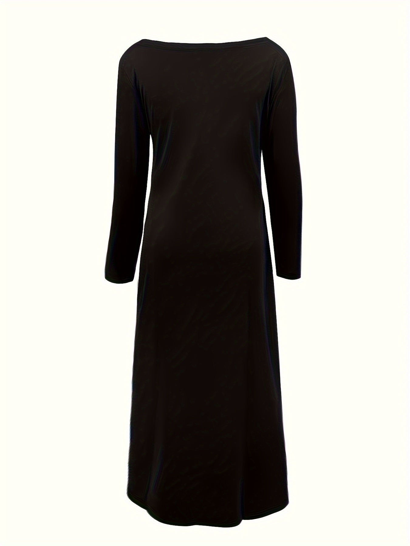 Solid Long Sleeve Off Shoulder Maxi Dress With Pockets