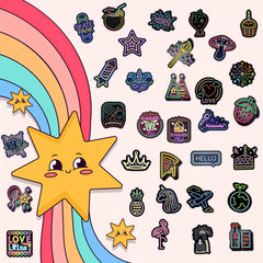 100 Pack Neon Cartoon Stickers Self Adhesive Reusable Decoration