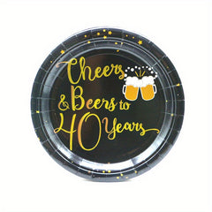 Golden Birthday Theme Party 10 Pcs Paper Dessert Plates Cheers To Tableware