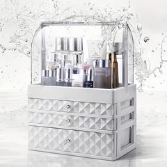 Portable Makeup Organizer with Drawer & Lid Waterproof Dustproof Storage Case