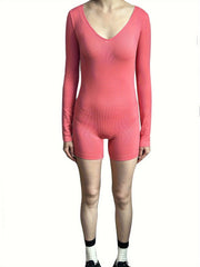 Long Sleeve V Neck Jumpsuit for Yoga Sports