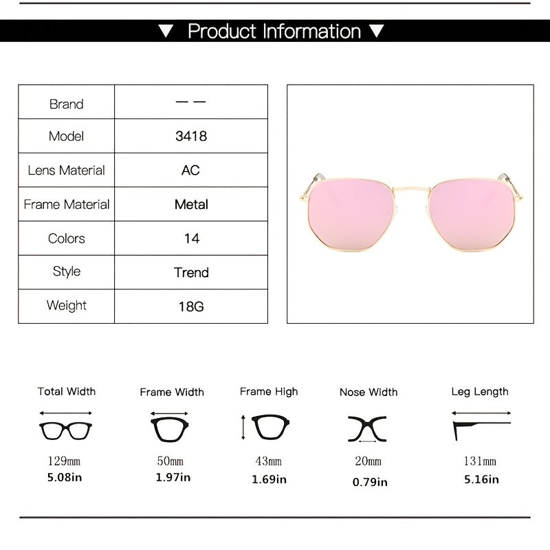 Vintage Metal Square Sunglasses for Women Men