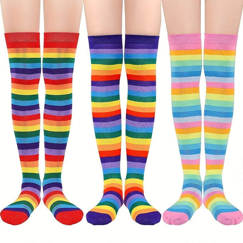 Colorful Striped Over The Knee Socks Women's Stockings